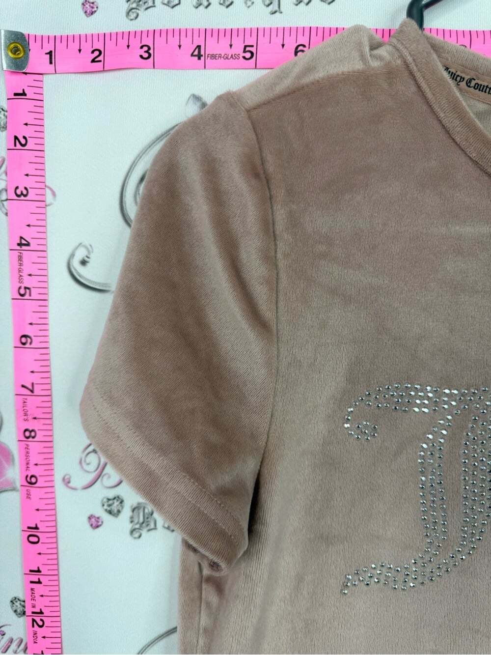 Juicy Couture shirt rhinestone Rose Brown Velour Logo Tee View 5